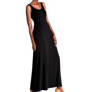 Ann Taylor Comfort Fit Black Maxi Rayon Dress Size Medium